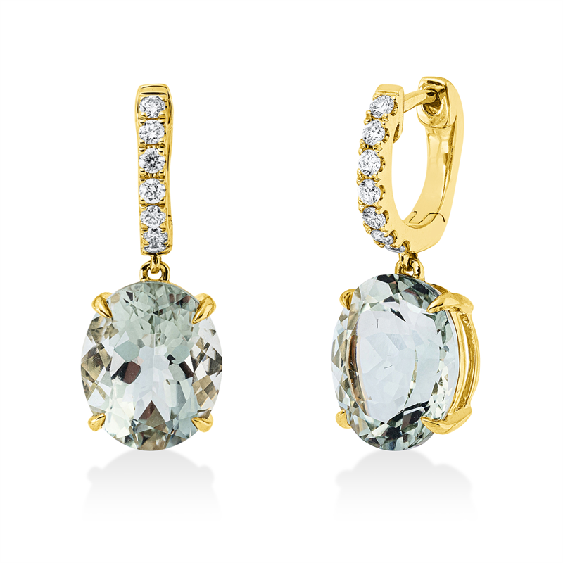 Ohrschmuck mit Amethyst  aus 750/-18 Karat Gelbgold mit 14 Diamanten 0