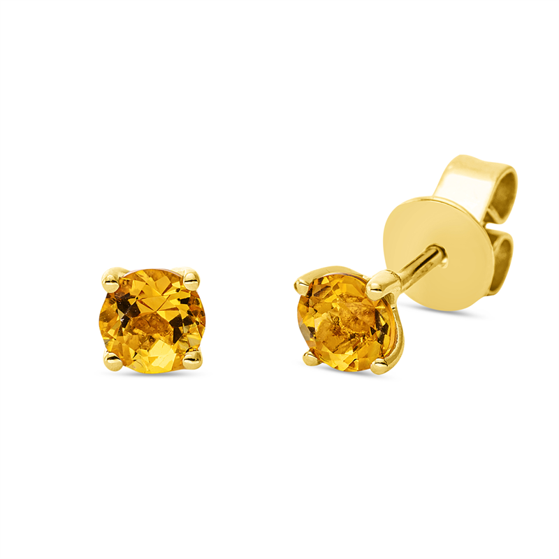 Ohrstecker mit Citrin  aus 750/-18 Karat Gelbgold  