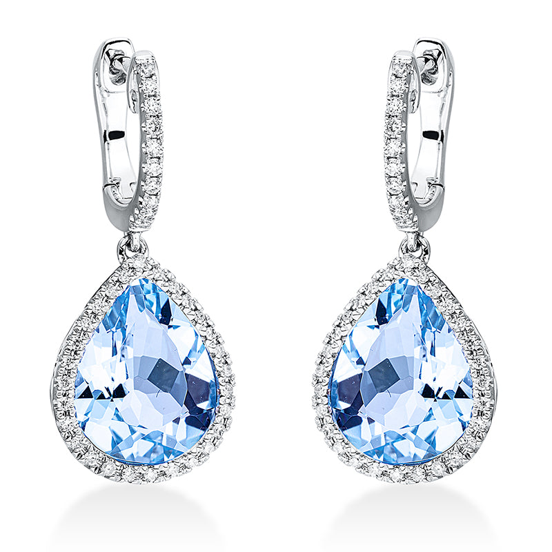 Ohrschmuck mit Topas  aus 750/-18 Karat Weißgold mit 76 Diamanten 0