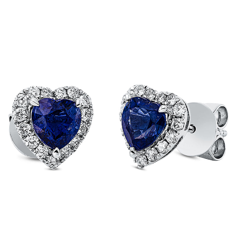Ohrstecker mit Saphir  aus 750/-18 Karat Weißgold mit 30 Diamanten 0
