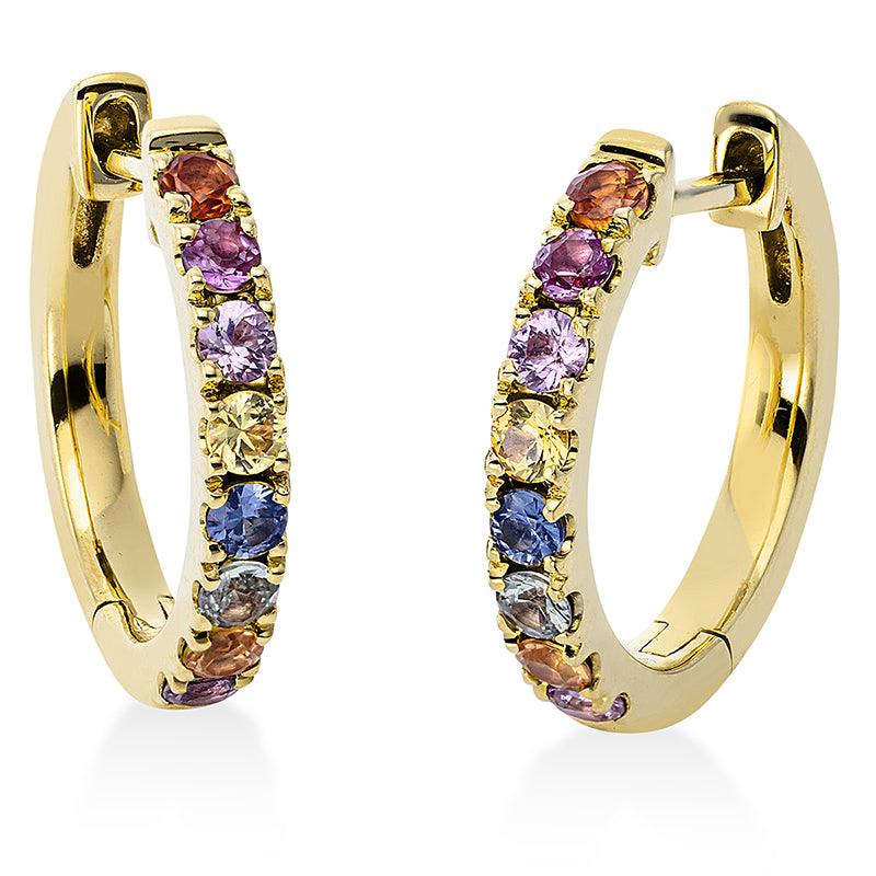 Creolen mit Saphir  aus 750/-18 Karat Gelbgold  