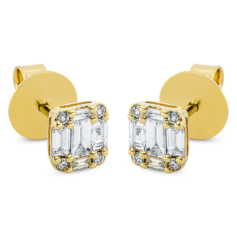 Ohrstecker    aus 750/-18 Karat Gelbgold mit 18 Diamanten 0