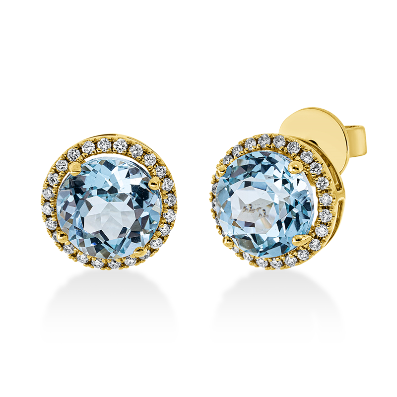 Ohrstecker mit Topas  aus 750/-18 Karat Gelbgold mit 48 Diamanten 0