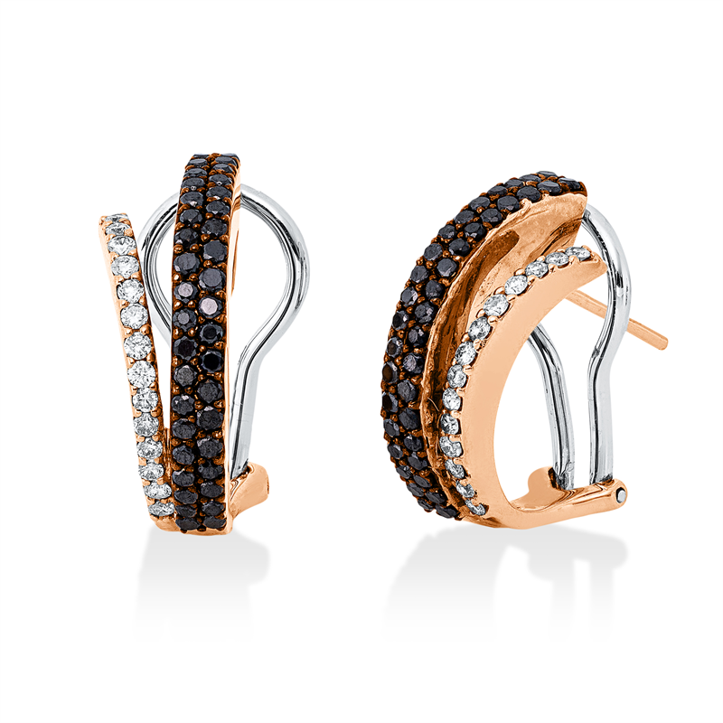 Creolen    aus 750/-18 Karat Rotgold / Weißgold mit 104 Diamanten 1