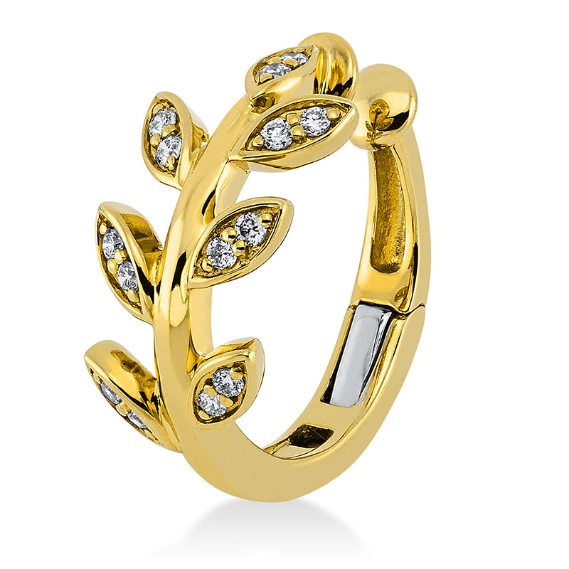 Ohrschmuck - Mehrfachsteinbesatz aus Gold mit Diamanten, Blätter-Symbol - 2P146