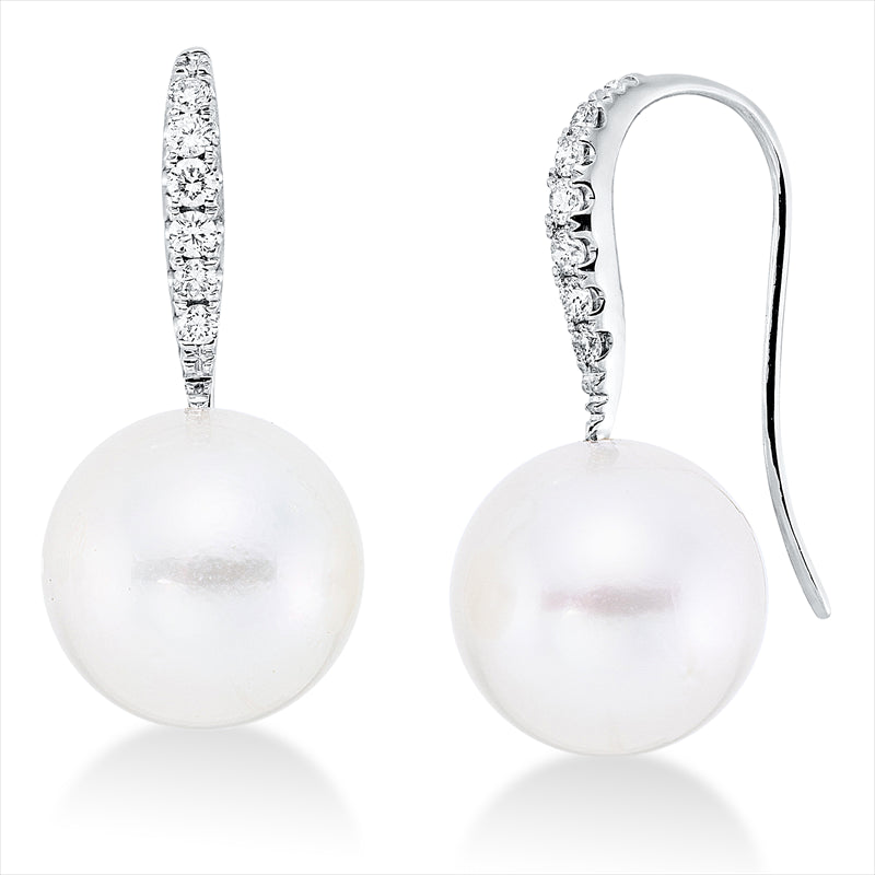Ohrschmuck   mit Süßwasserp aus 750/-18 Karat Weißgold mit 12 Diamanten 0