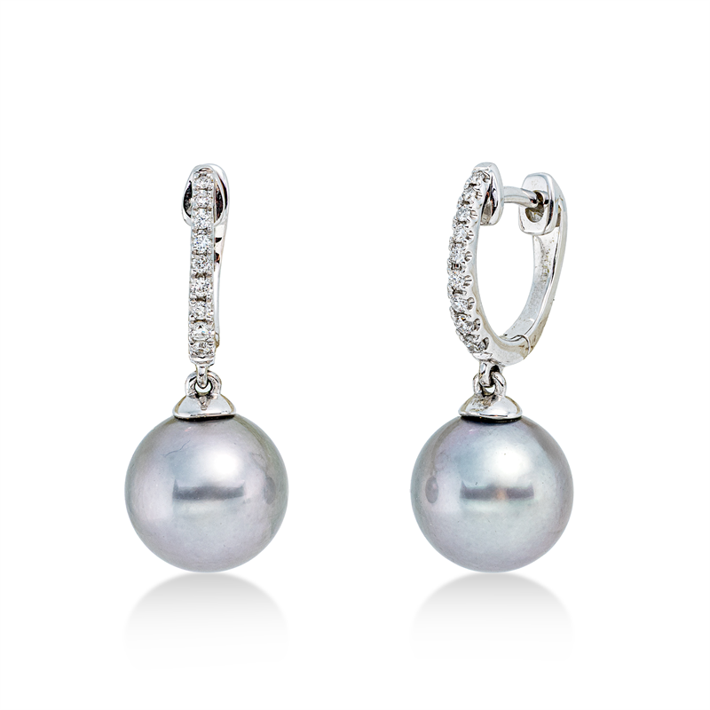 Creolen   mit Tahiti aus 750/-18 Karat Weißgold mit 18 Diamanten 0