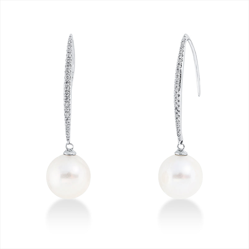 Ohrschmuck   mit Süßwasserp aus 750/-18 Karat Weißgold mit 38 Diamanten 0