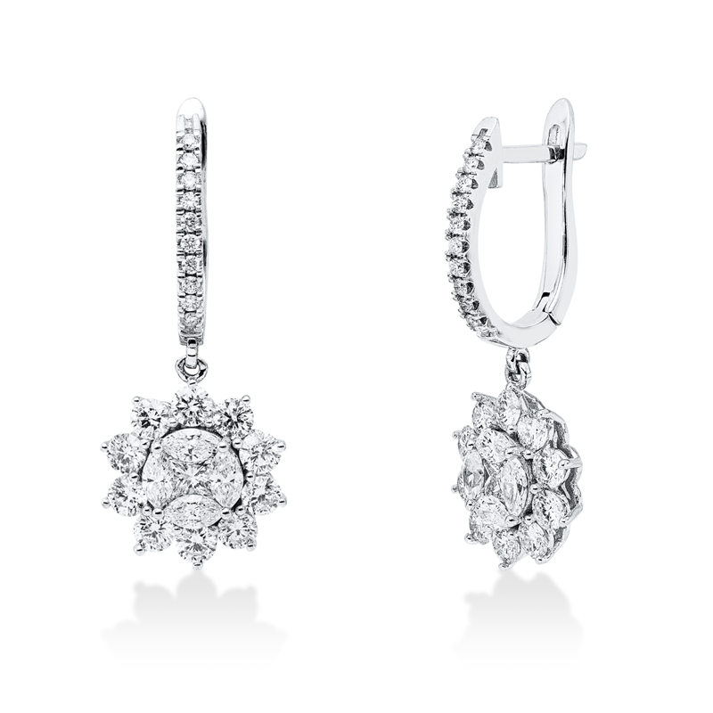 Ohrschmuck    aus 750/-18 Karat Weißgold mit 50 Diamanten 2