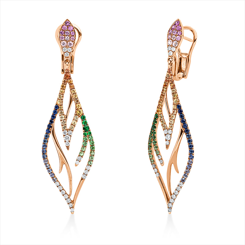 Ohrschmuck mit Saphir  aus 750/-18 Karat Rotgold mit 38 Diamanten 0