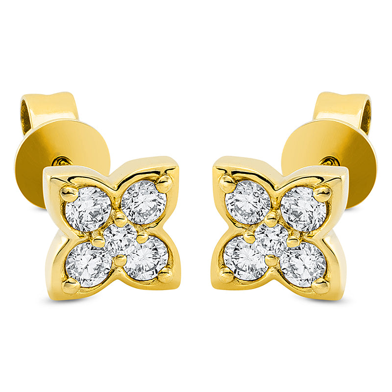 Ohrstecker    aus 750/-18 Karat Gelbgold mit 10 Diamanten 0