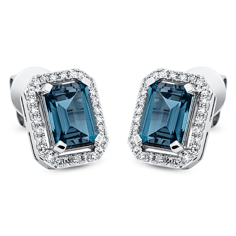 Ohrstecker mit Topas  aus 750/-18 Karat Weißgold mit 54 Diamanten 0