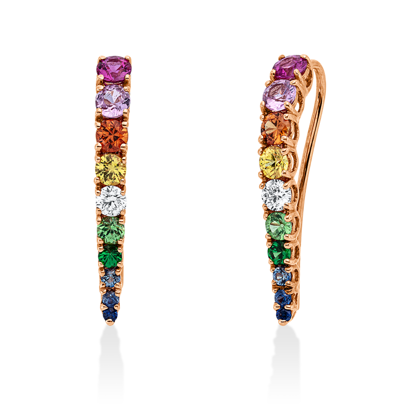 Ohrschmuck mit Saphir  aus 750/-18 Karat Rotgold mit 2 Diamanten 0