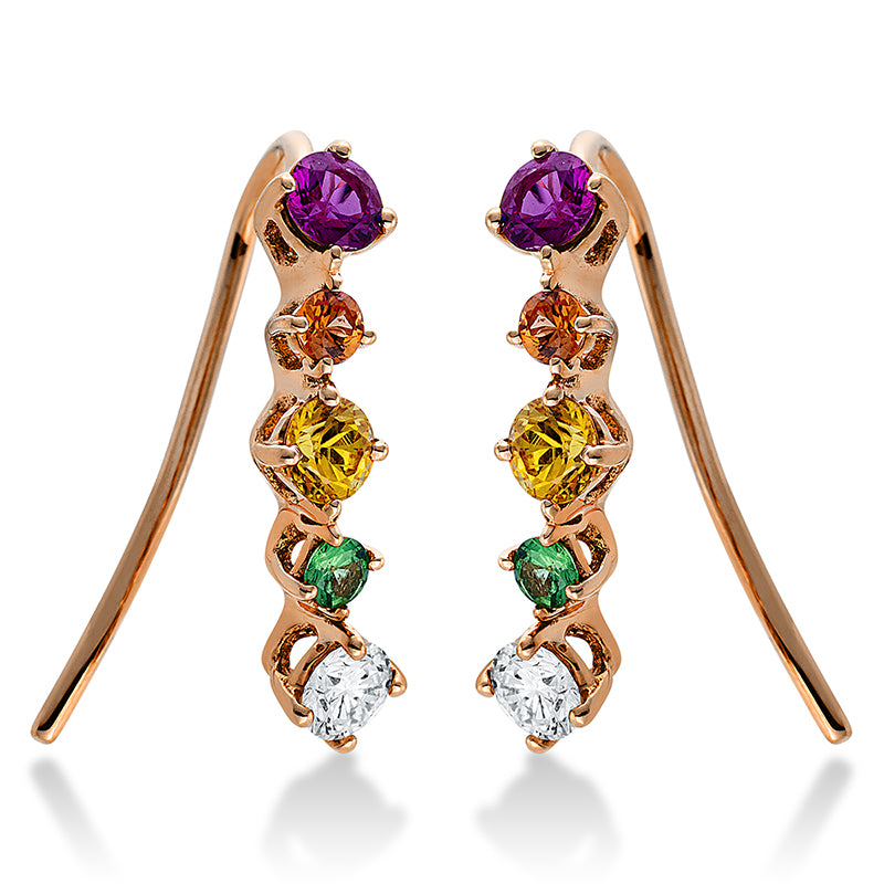 Ohrhänger mit Saphir  aus 750/-18 Karat Rotgold mit 2 Diamanten 0