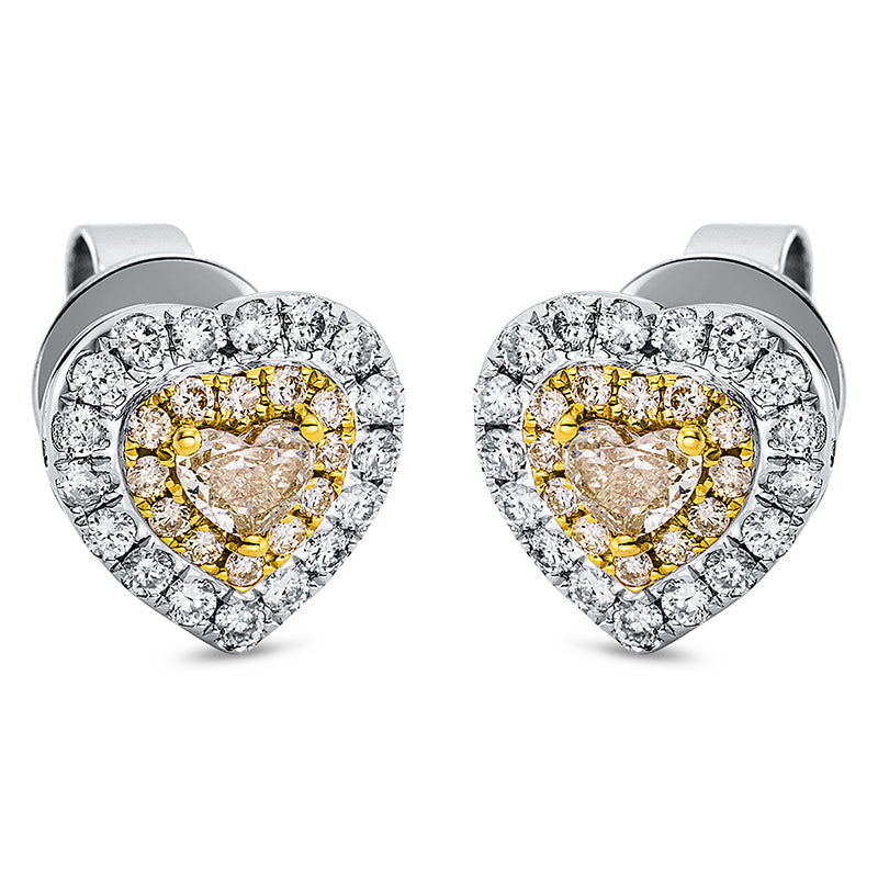 Ohrstecker    aus 750/-18 Karat Weißgold / Gelbgold mit 60 Diamanten 1