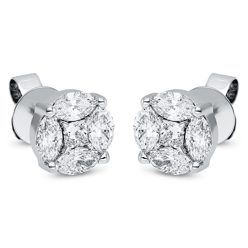 Ohrstecker    aus 750/-18 Karat Weißgold mit 10 Diamanten 1