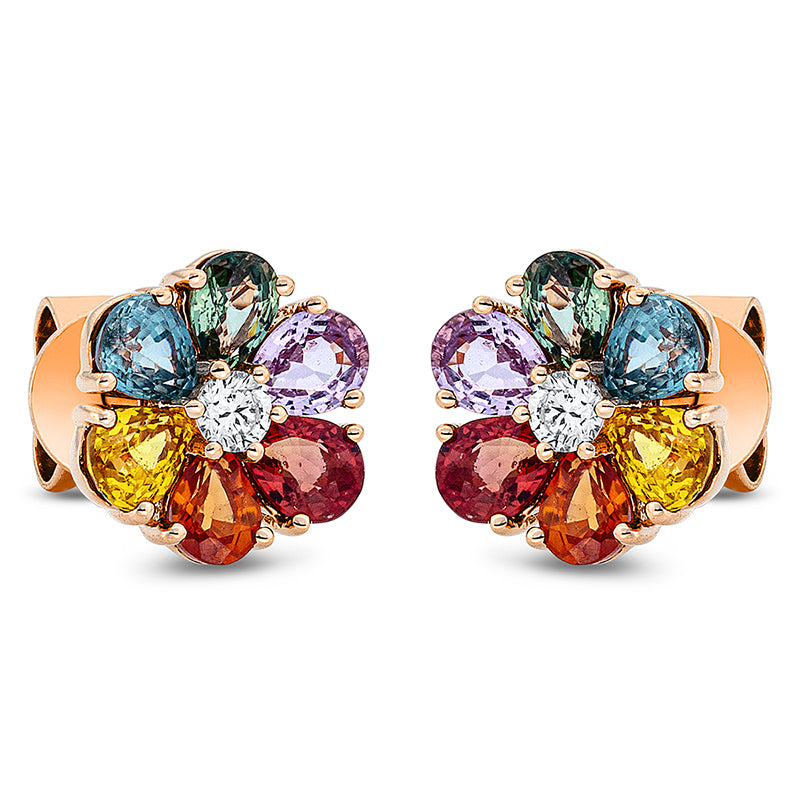 Ohrstecker mit Saphir  aus 750/-18 Karat Rotgold mit 2 Diamanten 0