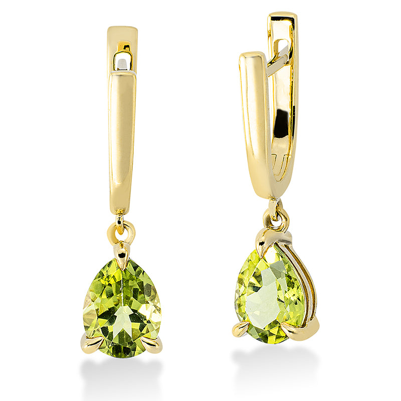 Ohrschmuck mit Peridot  aus 750/-18 Karat Gelbgold  