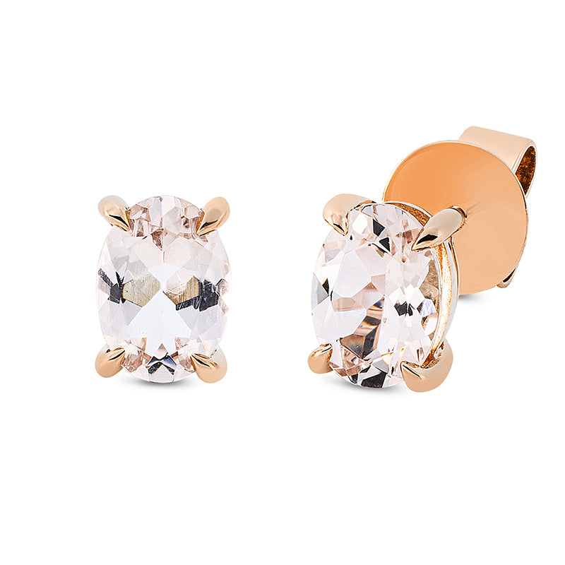 Ohrstecker mit Morganit  aus 750/-18 Karat Rotgold  
