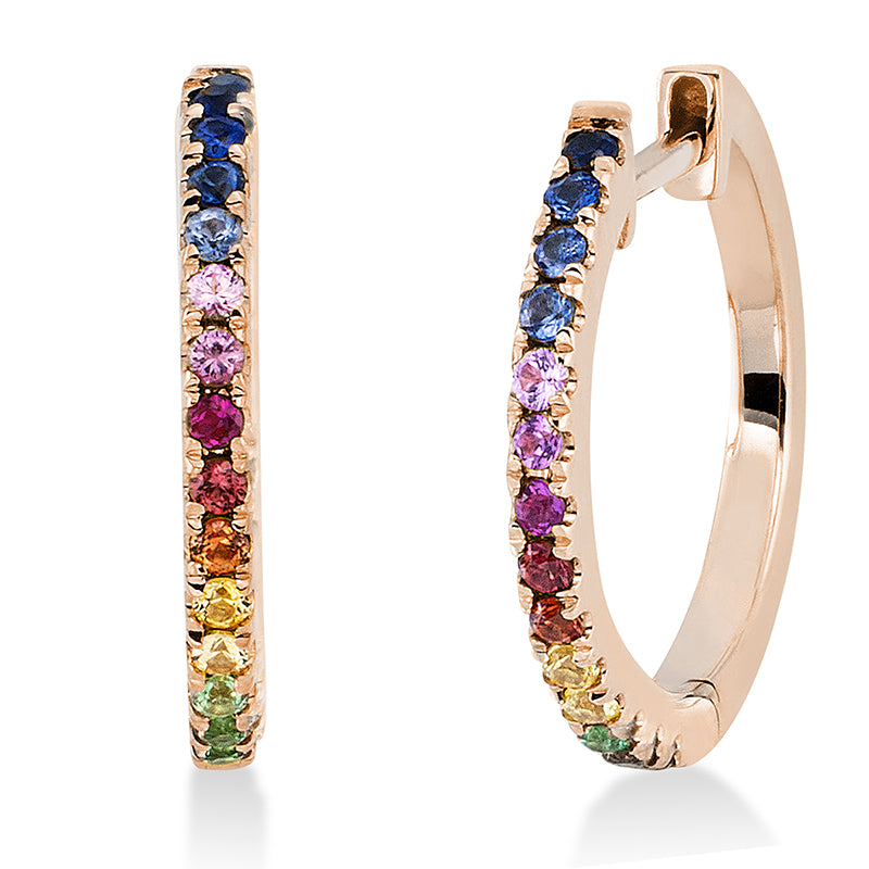 Creolen mit Saphir  aus 750/-18 Karat Rotgold  