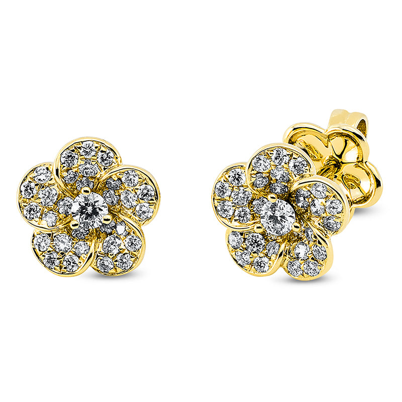 Ohrstecker    aus 750/-18 Karat Gelbgold mit 62 Diamanten 0