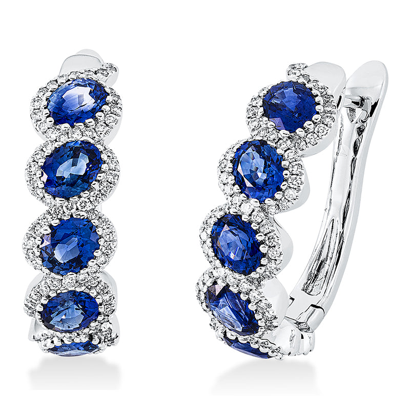 Creolen mit Saphir  aus 750/-18 Karat Weißgold mit 168 Diamanten 0