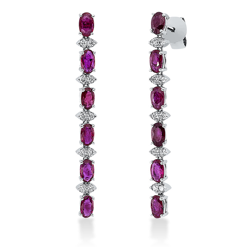 Ohrschmuck mit Rubin  aus 750/-18 Karat Weißgold mit 20 Diamanten 0