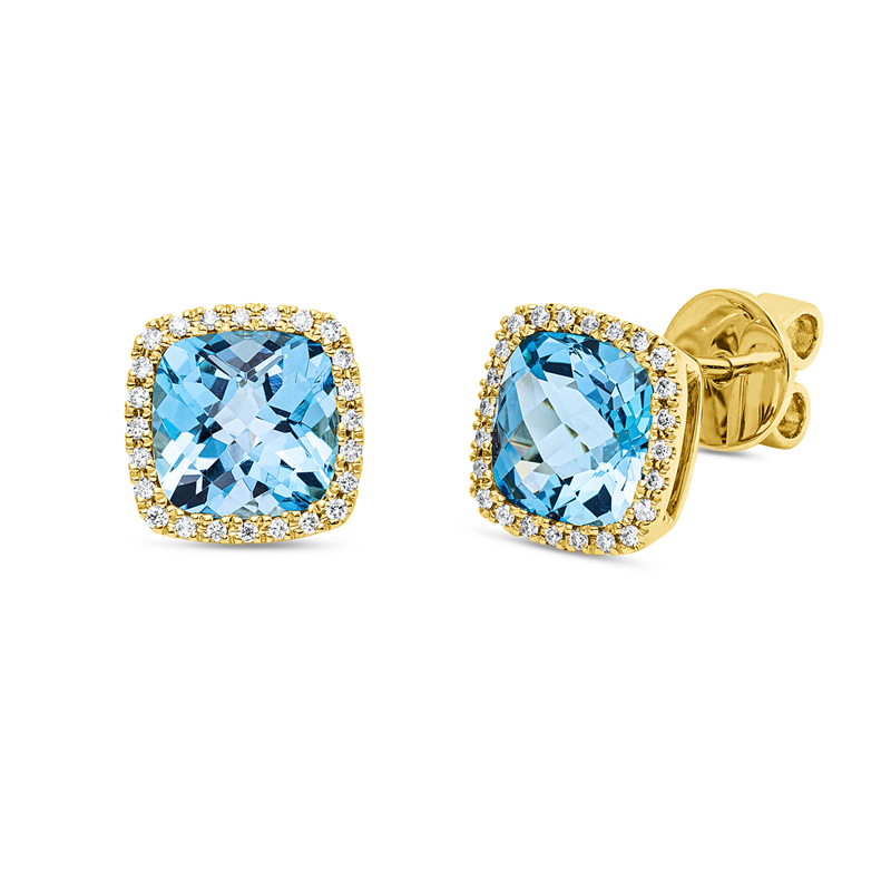 Ohrstecker mit Topas  aus 750/-18 Karat Gelbgold mit 48 Diamanten 0