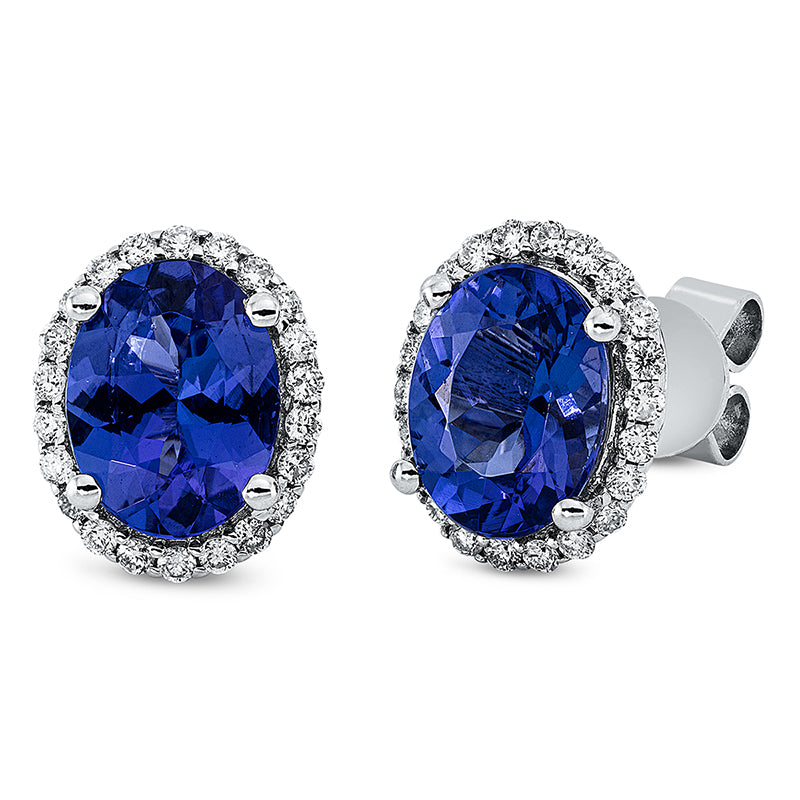 Ohrstecker mit Tansanit  aus 585/-14 Karat Weißgold mit 44 Diamanten 0