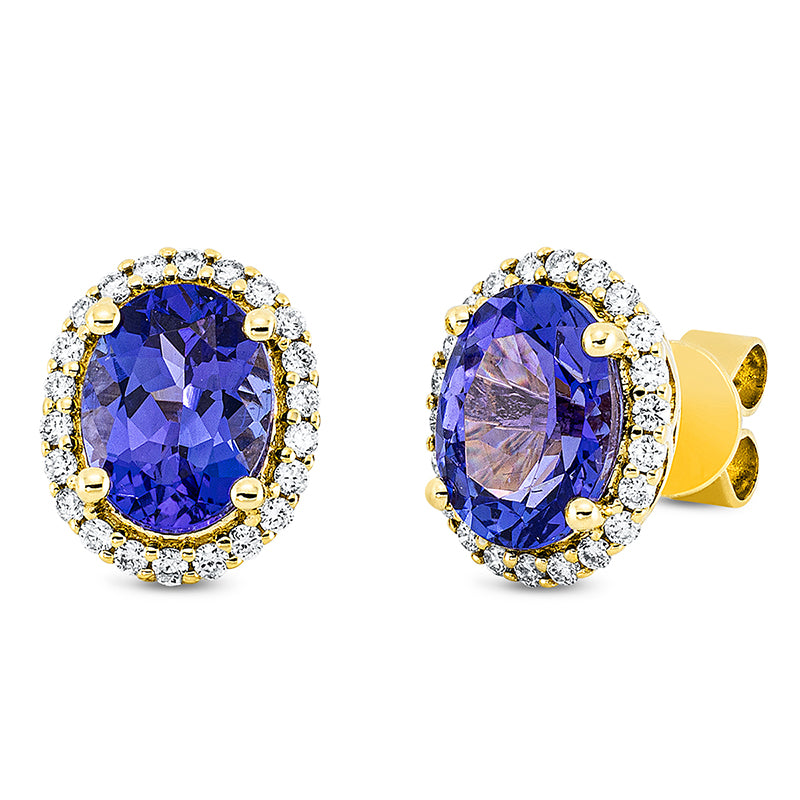 Ohrstecker mit Tansanit  aus 750/-18 Karat Gelbgold mit 44 Diamanten 0