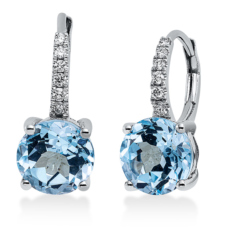 Ohrschmuck mit Topas  aus 750/-18 Karat Weißgold mit 12 Diamanten 0