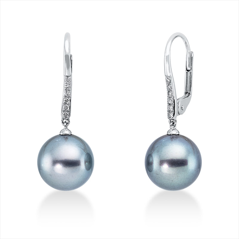 Creolen   mit Tahiti aus 750/-18 Karat Weißgold mit 12 Diamanten 0