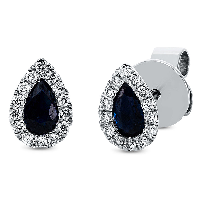 Ohrstecker mit Saphir  aus 750/-18 Karat Weißgold mit 28 Diamanten 0