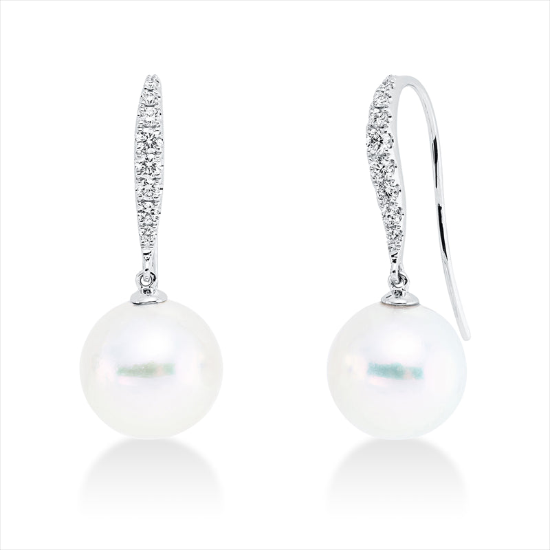 Ohrschmuck   mit Südseeperl aus 750/-18 Karat Weißgold mit 16 Diamanten 0