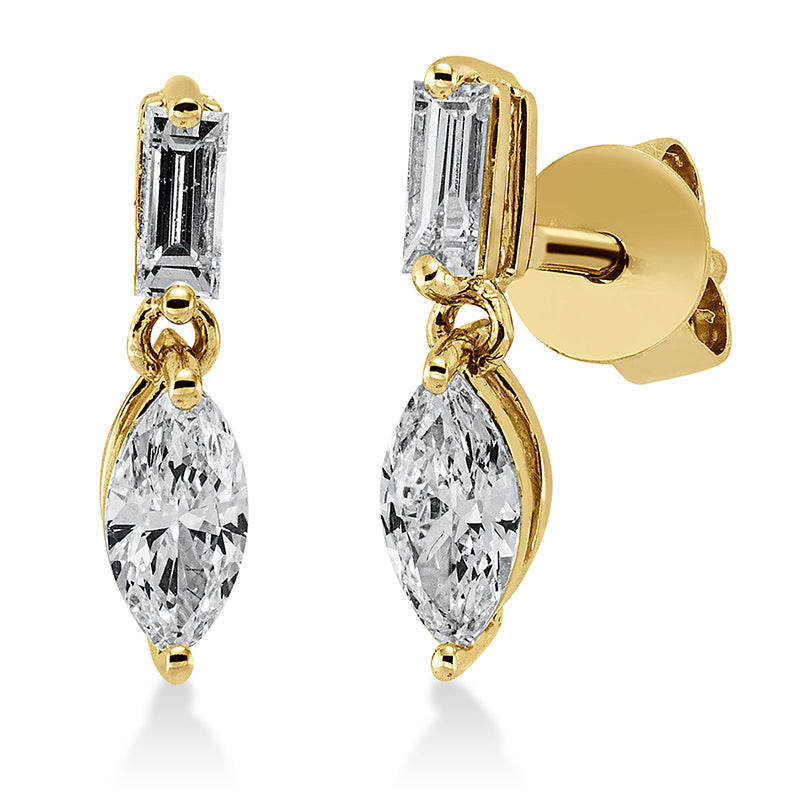 Ohrstecker    aus 750/-18 Karat Gelbgold mit 4 Diamanten 0