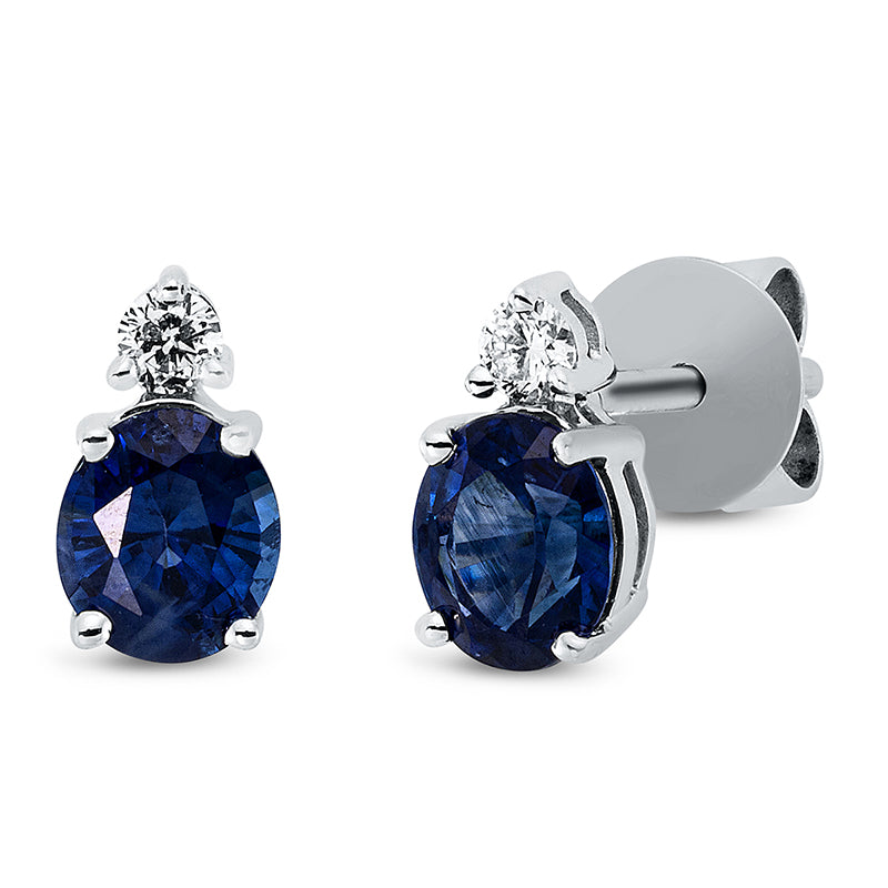 Ohrschmuck mit Saphir  aus 750/-18 Karat Weißgold mit 2 Diamanten 0