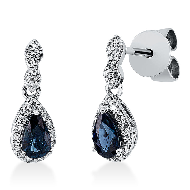 Ohrschmuck mit Saphir  aus 750/-18 Karat Weißgold mit 46 Diamanten 0