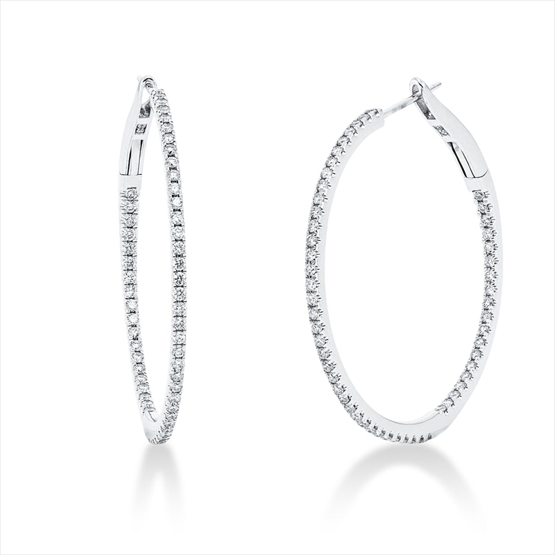 Creolen    aus 750/-18 Karat Weißgold mit 114 Diamanten 0