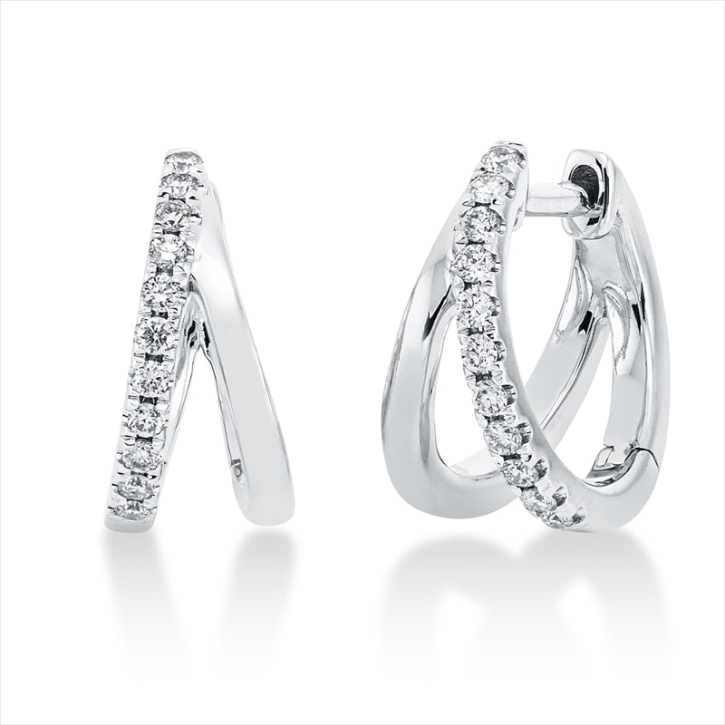 Creolen    aus 750/-18 Karat Weißgold mit 22 Diamanten 0