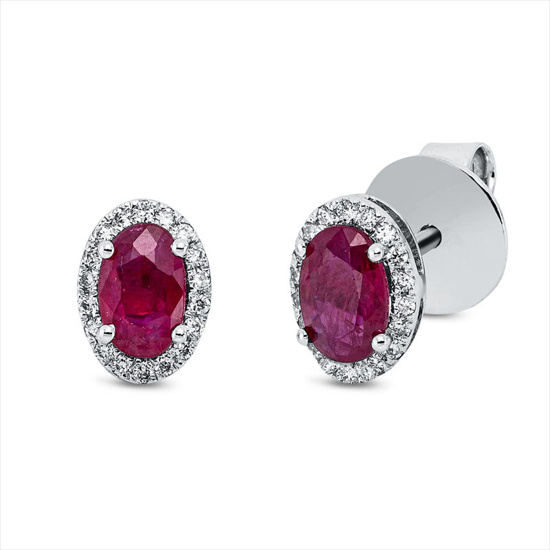 Ohrstecker mit Rubin  aus 750/-18 Karat Weißgold mit 36 Diamanten 0