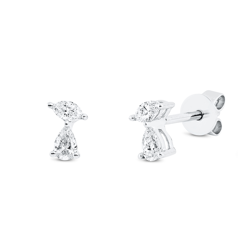 Ohrstecker    aus 750/-18 Karat Weißgold mit 4 Diamanten 0