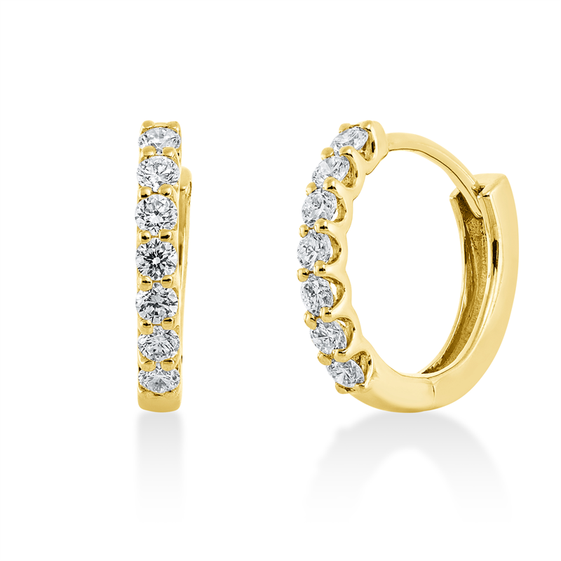 Creolen    aus 750/-18 Karat Gelbgold mit 14 Diamanten 0
