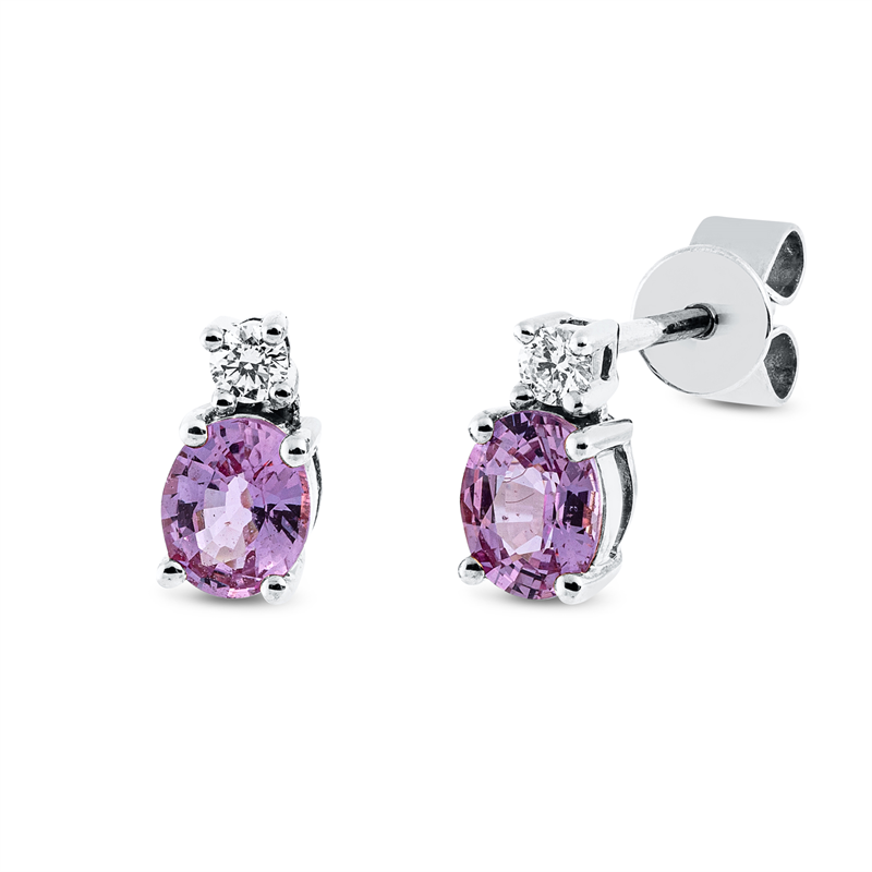 Ohrstecker mit Saphir  aus 750/-18 Karat Weißgold mit 2 Diamanten 0