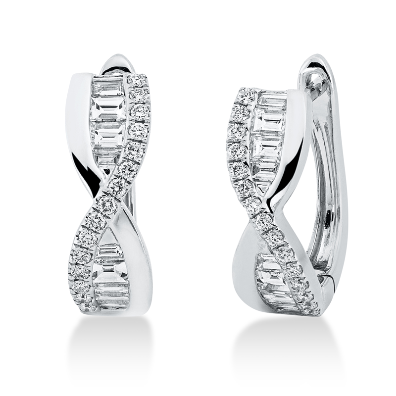 Creolen    aus 750/-18 Karat Weißgold mit 46 Diamanten 0