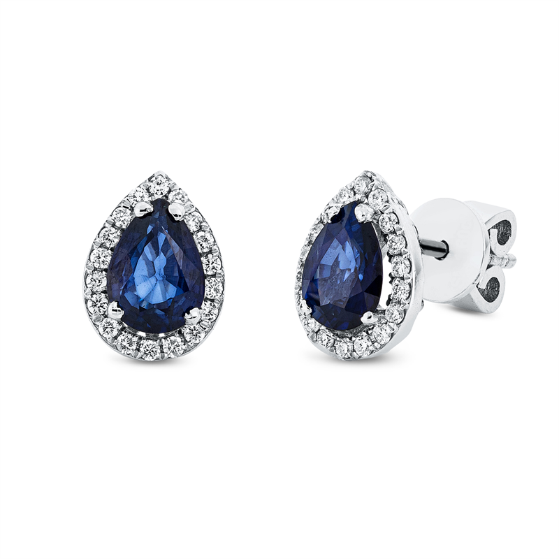 Ohrstecker mit Saphir  aus 750/-18 Karat Weißgold mit 36 Diamanten 0