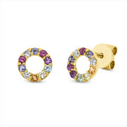 Ohrstecker mit Farbstein  aus 750/-18 Karat Gelbgold mit 4 Diamanten 0