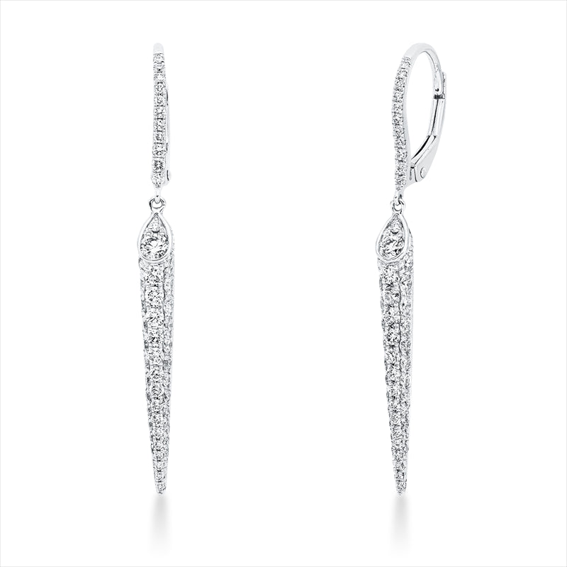 Ohrschmuck    aus 750/-18 Karat Weißgold mit 104 Diamanten 1 ct