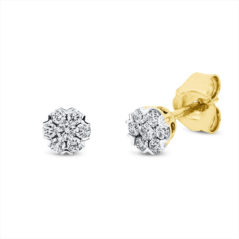 Ohrstecker    aus 750/-18 Karat Gelbgold mit 14 Diamanten 0