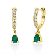 Ohrschmuck mit Smaragd  aus 750/-18 Karat Gelbgold mit 16 Diamanten 0
