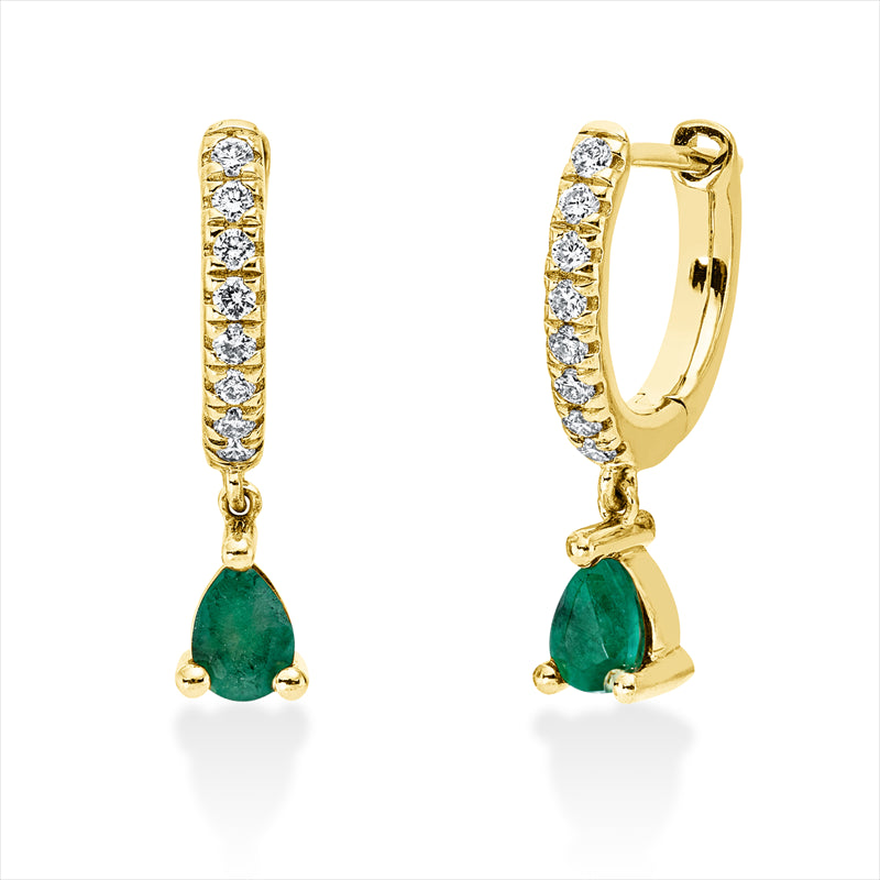 Ohrschmuck mit Smaragd  aus 750/-18 Karat Gelbgold mit 16 Diamanten 0